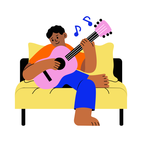 Playing Guitar, Musician, Instrument, Hobby, Strumming illustration