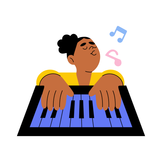 Playing Piano, Melody, Musical, Instrument, Hobby, illustration