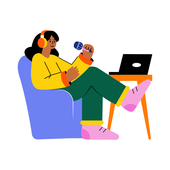 Podcaster, Talking, Communication, Audio Speaking, Recording, illustration