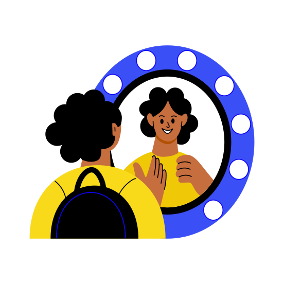 Reflection, Mirror, Person, Person, Teenager, illustration