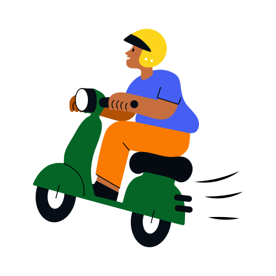 Scooter Ride, Driver, Motorbike, Vehicle, Transport, illustration