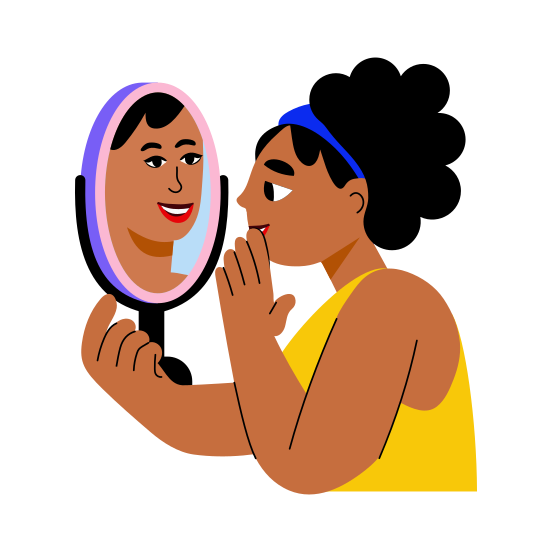 Self Love, Affirmation, Beauty, Reflection, Mirror, illustration