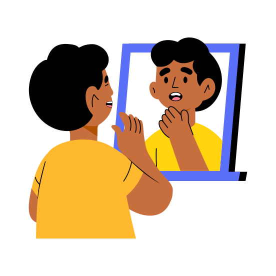 Self Reflection, Mirror, Contemplation, Rumination, Introspection illustration