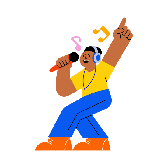 Singing, Vocalist, Performing, Enjoying, Musician illustration