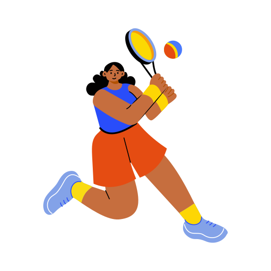 Tennis Player, Sportsperson, Athlete, Playing, Activity illustration