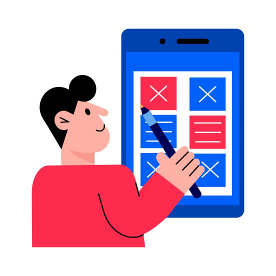 App Interface, Interaction, Designing, Development, Expert illustration