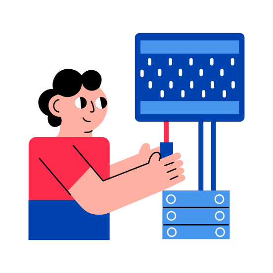 Data Server, Storage, Hosting, System, Engineering illustration