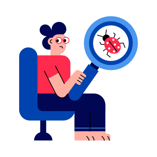 Find Bug, Searching, Malware, Finding, Software Engineering illustration