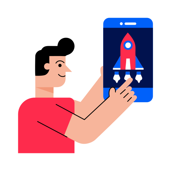Optimizing App, Testing, Analysis, Launching, Developer illustration
