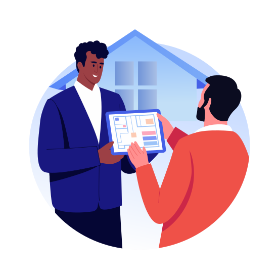 Analyzing Blueprint, Planning, Reviewing, Map, Structure illustration