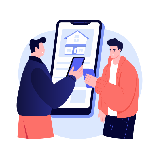 Digital House, Browsing, Buying, Searching, Mobile illustration