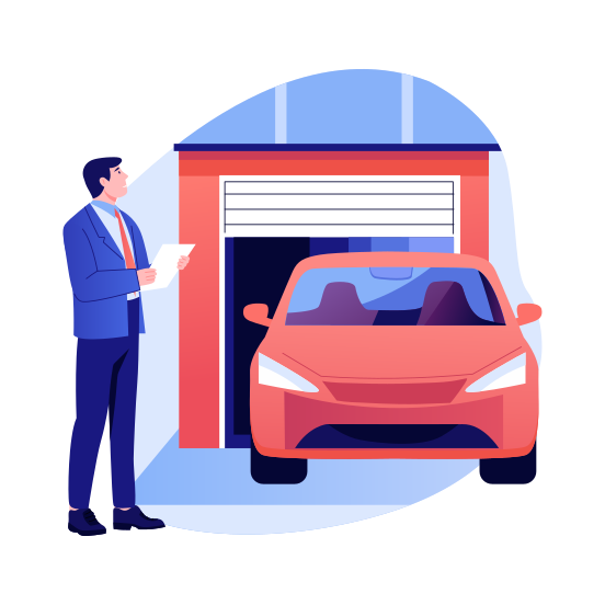 Garage Inspection, Checking, Agent, Car, Property illustration