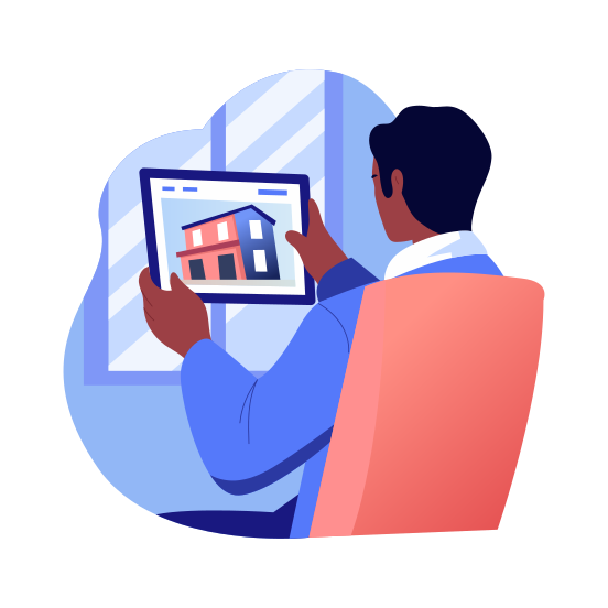 Online Property, Browsing, Searching, Buying, Housing illustration