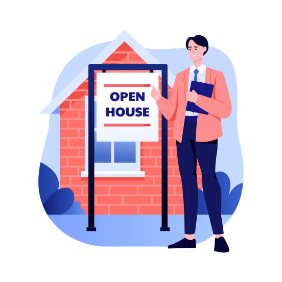 Open House, Broker, Seller, Property, Agent illustration