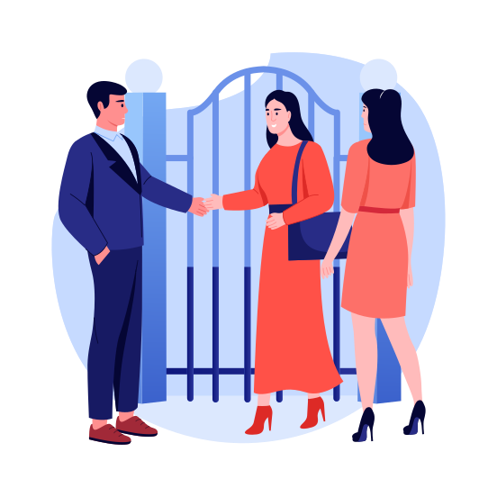Property Agent, Broker, Clients, Buyer, Seller illustration