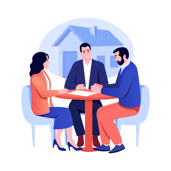 Signing Documents, Agreement, Dealing, Buying, Client illustration