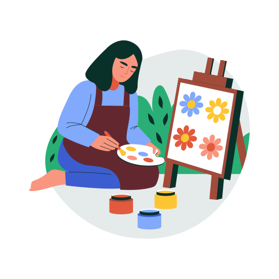 Canvas Painting, Artist, Hobby, Recreation, Springtime illustration