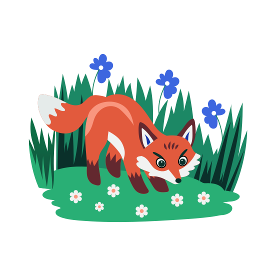 Curious Fox, Vulpes, Animal, Springtime, Spring illustration