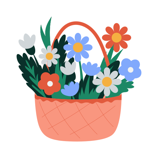 Flower Basket, Hamper, Floral, Blooming, Springtime illustration