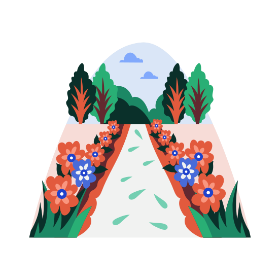 Flower Trail, Garden, Scenery, Park, Springtime illustration