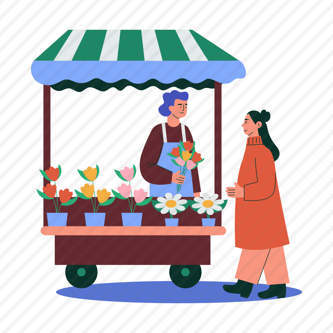 Flower Vendor, Florist, Market, Selling, Stall preview