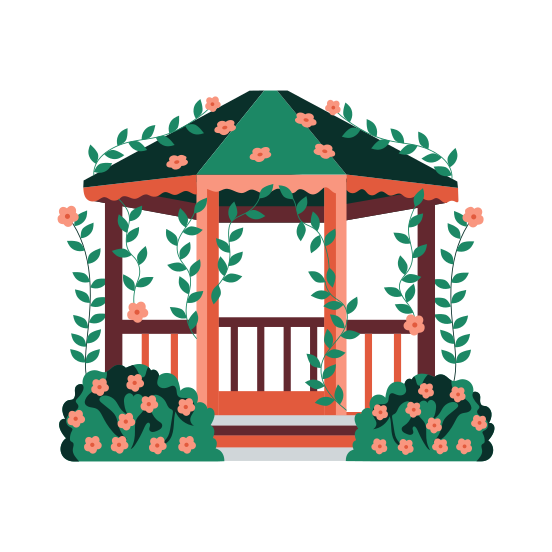Gazebo, Pavilion, Pergola, Arbour, Springtime illustration