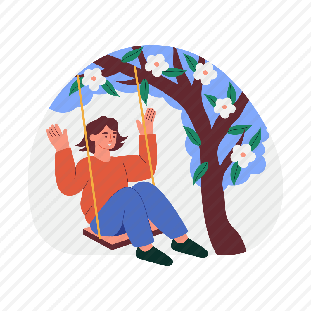 Girl Swinging, Enjoying, Leisure, Happy, Springtime, preview