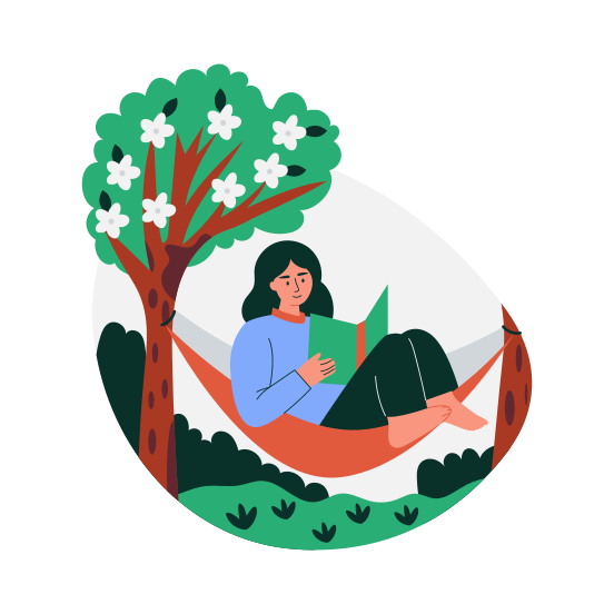 Hammock Reading, Relaxing, Chilling, Hobby, Enjoying illustration