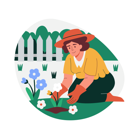 Planting, Gardening, Phytophilia, Biophilia, Springtime illustration