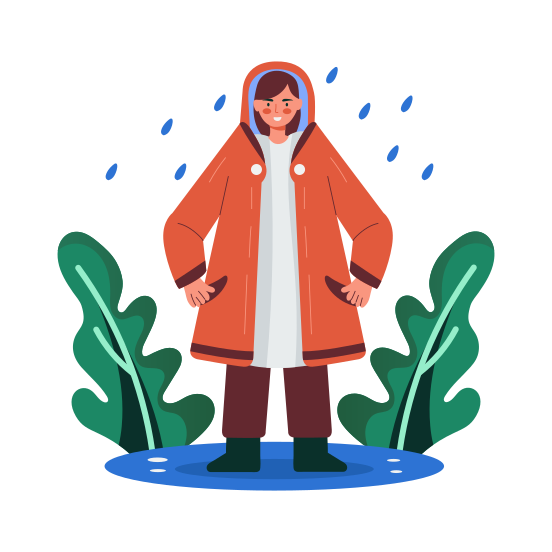Raincoat, Rainfall, Raining, Enjoying, Springtime illustration