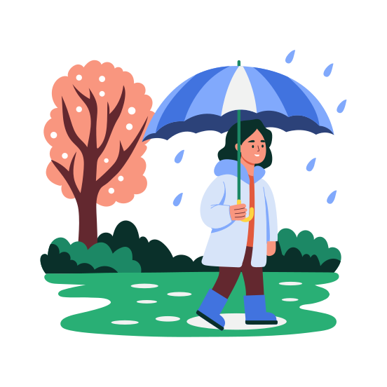 Rainy Day, Rainfall, Weather, Strolling, Walking illustration