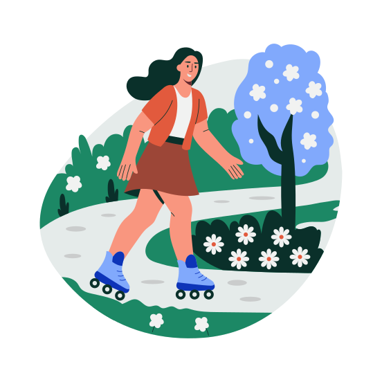 Skating, Rollerskating, Hobby, Springtime, Activity illustration
