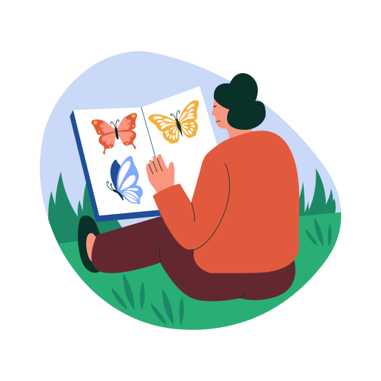 Sketching Hobby, Painting, Leisure, Springtime, Character illustration