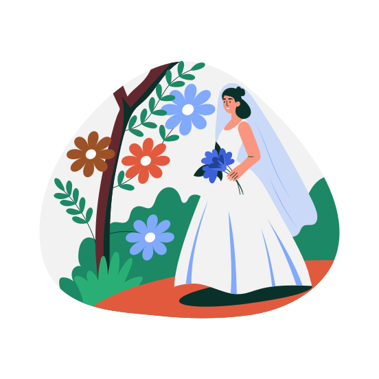 Spring Bride, Wedding, Marriage, Matrimony, Character illustration
