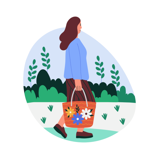 Spring Woman, Strolling, Saunter, Walking, Springtime illustration