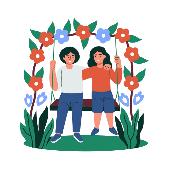 Swinging, Enjoying, Leisure, Romance, Couple, illustration