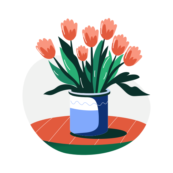 Tulip Pot, Flowerpot, Flowers, Floral, Springtime illustration