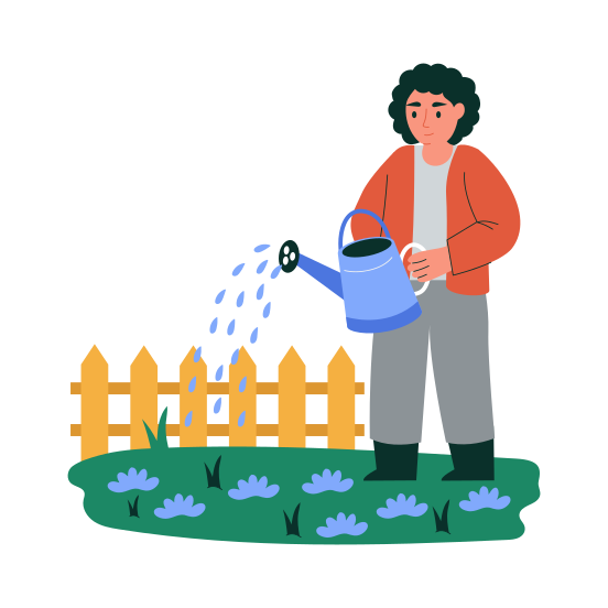 Watering Plants, Gardening, Hobby, Activity, Springtime illustration