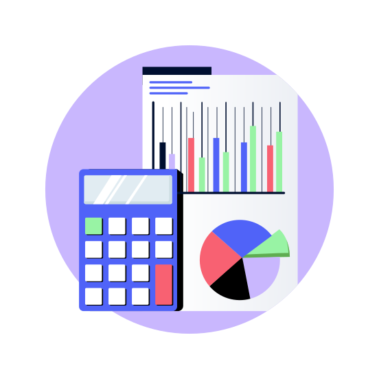 Business Calculations, Accounting, Data, Budget, Planning illustration