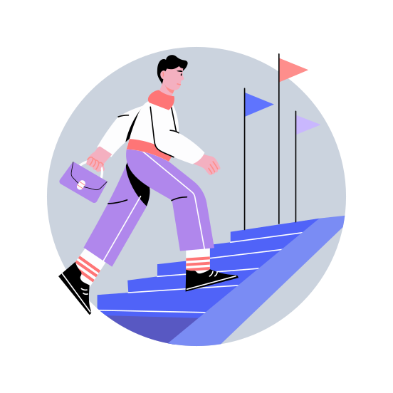 Business Progress, Climbing, Upward, Growth, Businessman illustration