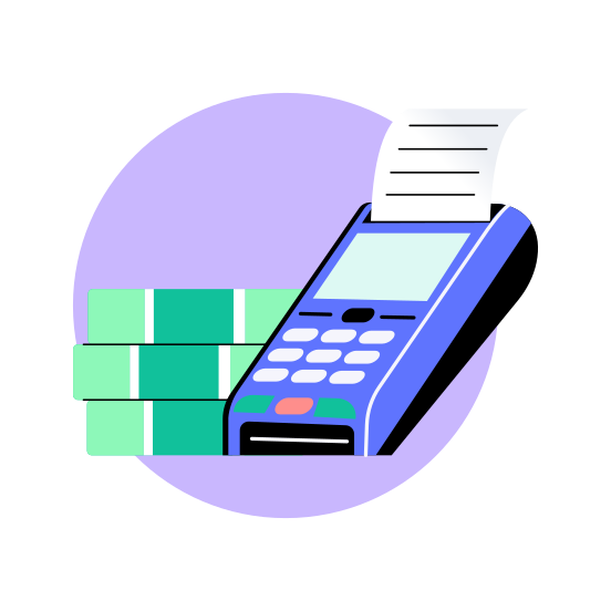 Pos Machine, Terminal, Bill, Receipt, Payment illustration