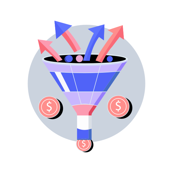 Sales Funnel, Marketing, Conversion, Acquisition, Analytics illustration