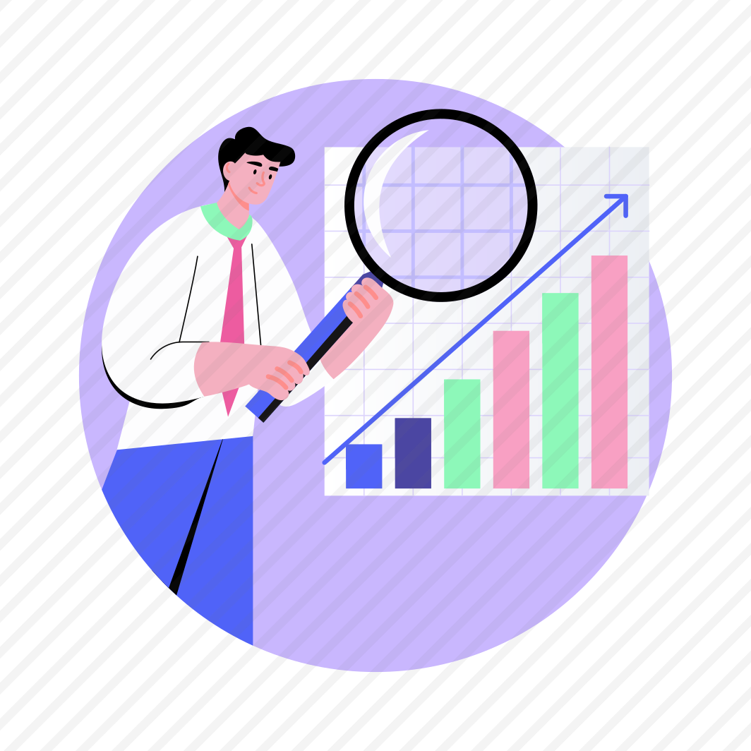 Statistician, Analytics, Searching, Magnifying, Graph preview