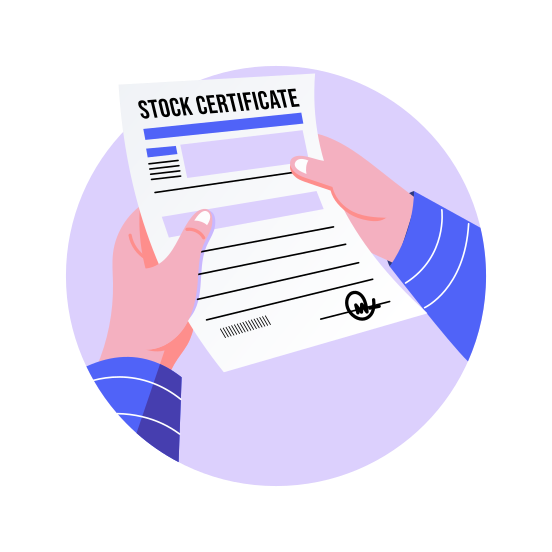 Stock Certificate, Document, Asset, Ownership, Finance illustration
