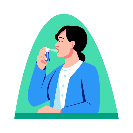 Asthma Patient, Inhaler, Respiratory, Breathing, Disease illustration