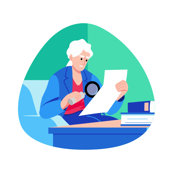 Checking Report, Analysis, Reading, Senior Doctor, Medical illustration