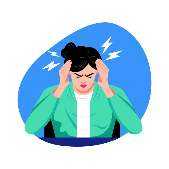 Headache, Migraine, Cephalalgia, Pain, Stress illustration