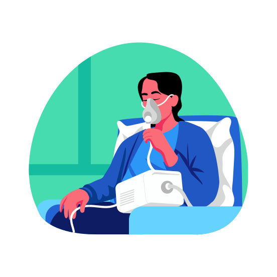 Nebulizer, Inhalation, Respiration, Breathing, Healthcare illustration