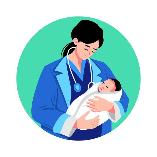 Newborn Baby, Paediatric, Toddler, Doctor, Medical, illustration