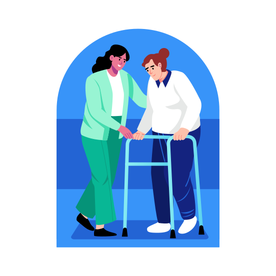 Nursing, Caregiving, Helping, Elderly Support, Assistance illustration